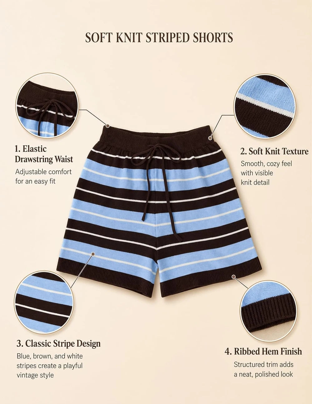 Striped Knit Sweater Shorts Set