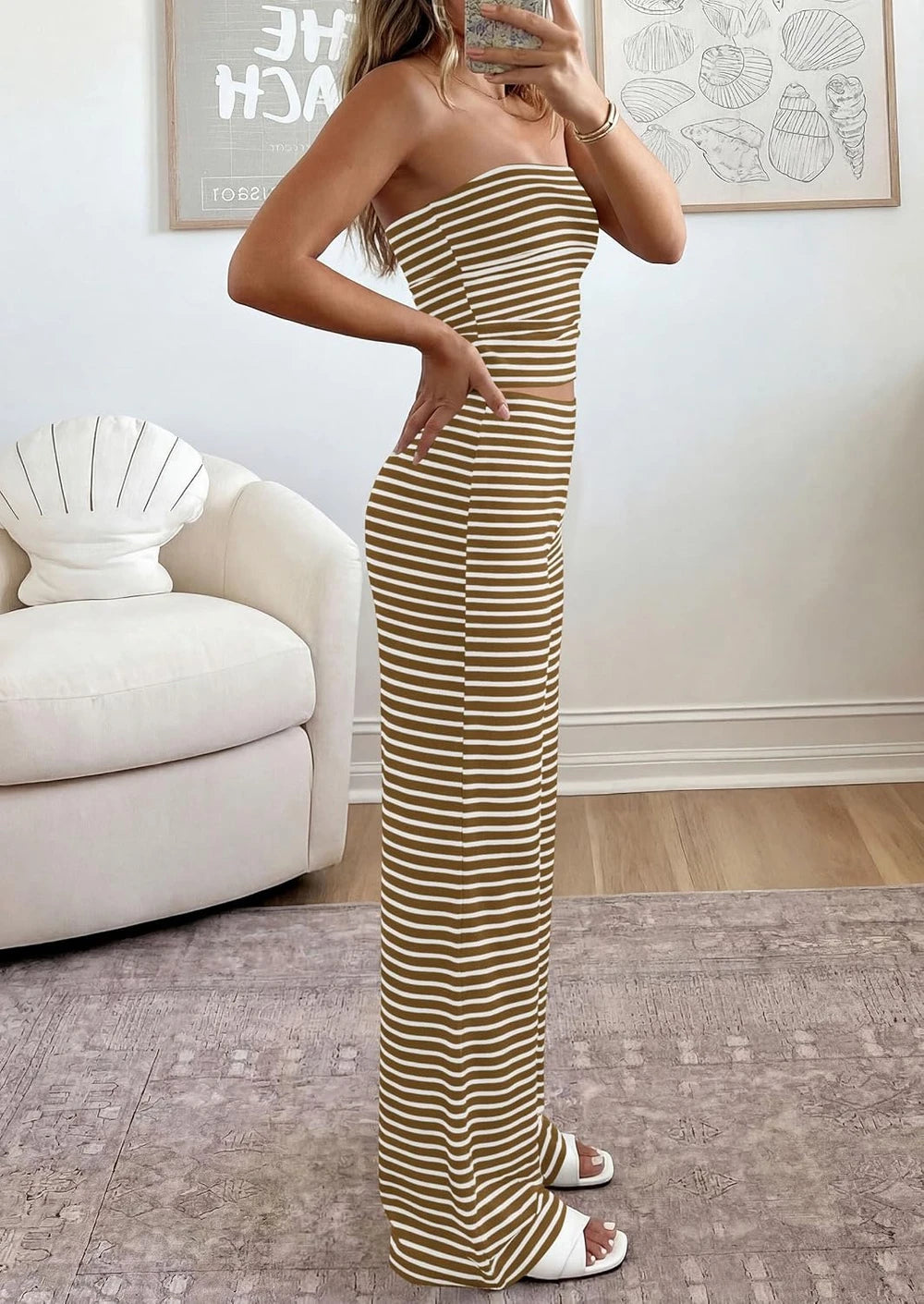 Soft Striped Two Piece Lounge Set
